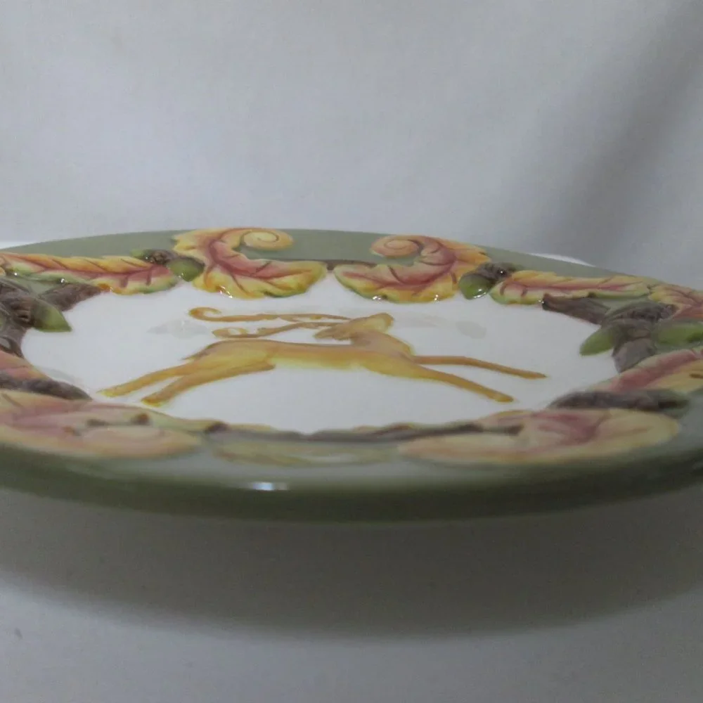 Silvestri Christmas Holiday Reindeer Appetizer Salad Desert Plate Set 4 NEW